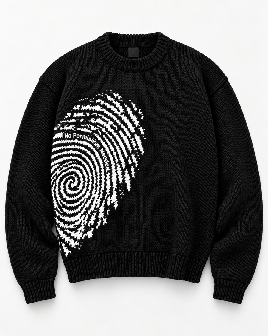 Pull Empreinte noir — vue de face en studio